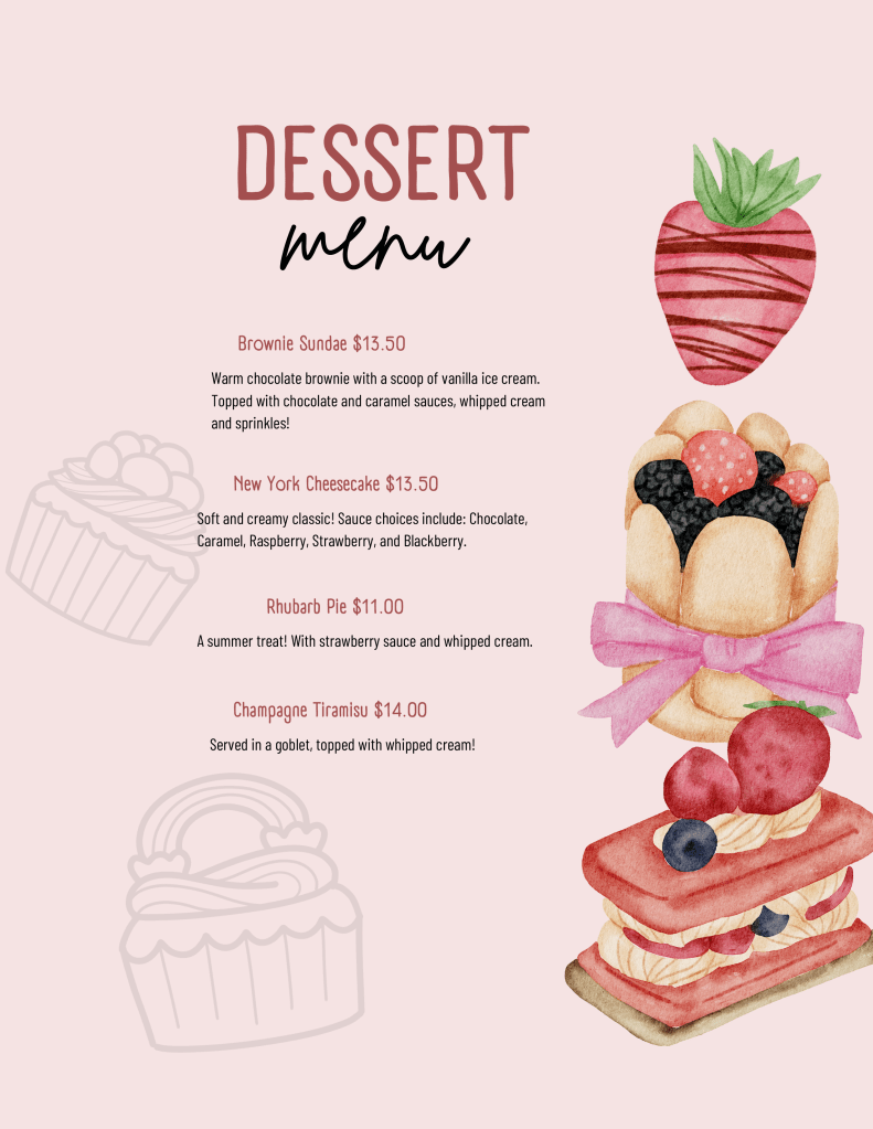 2025 Spring Dessert Menu