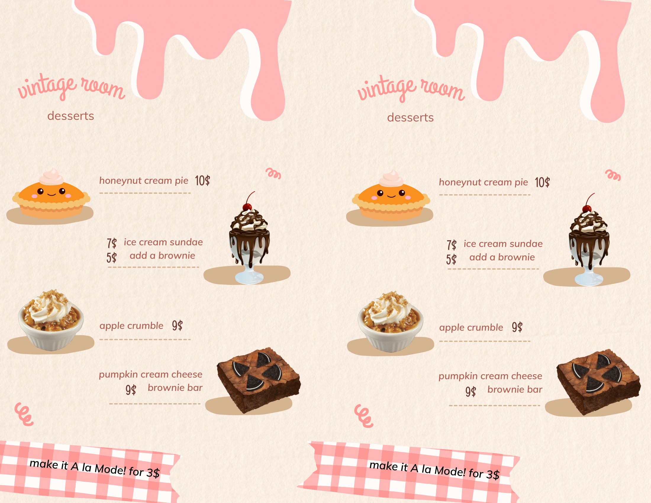 Pink Cream Cute Bakery Dessert Menu 